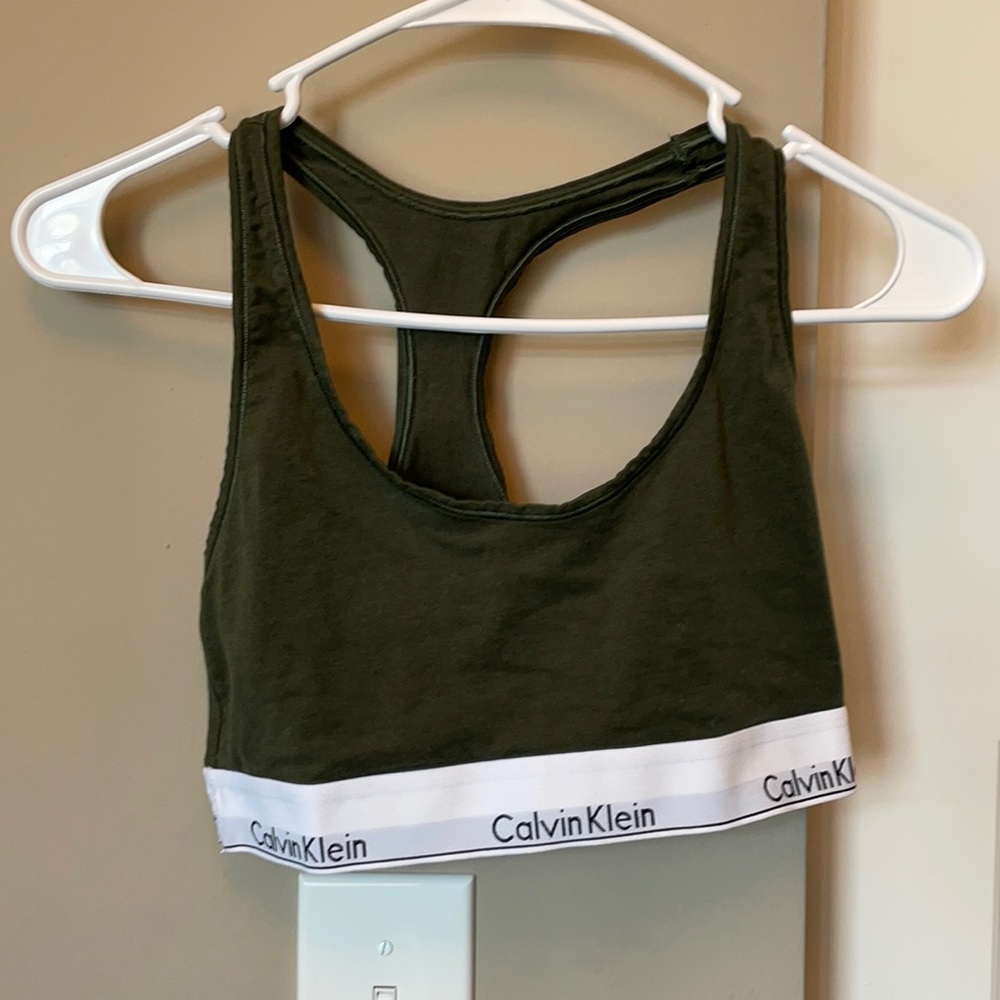 green calvin klein sports bra
